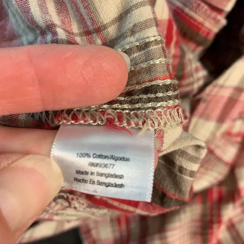 St Johns Bay Womens Plaid Shorts‎ Red Tan Cotton Size 10 Bermuda Casual Outdoors